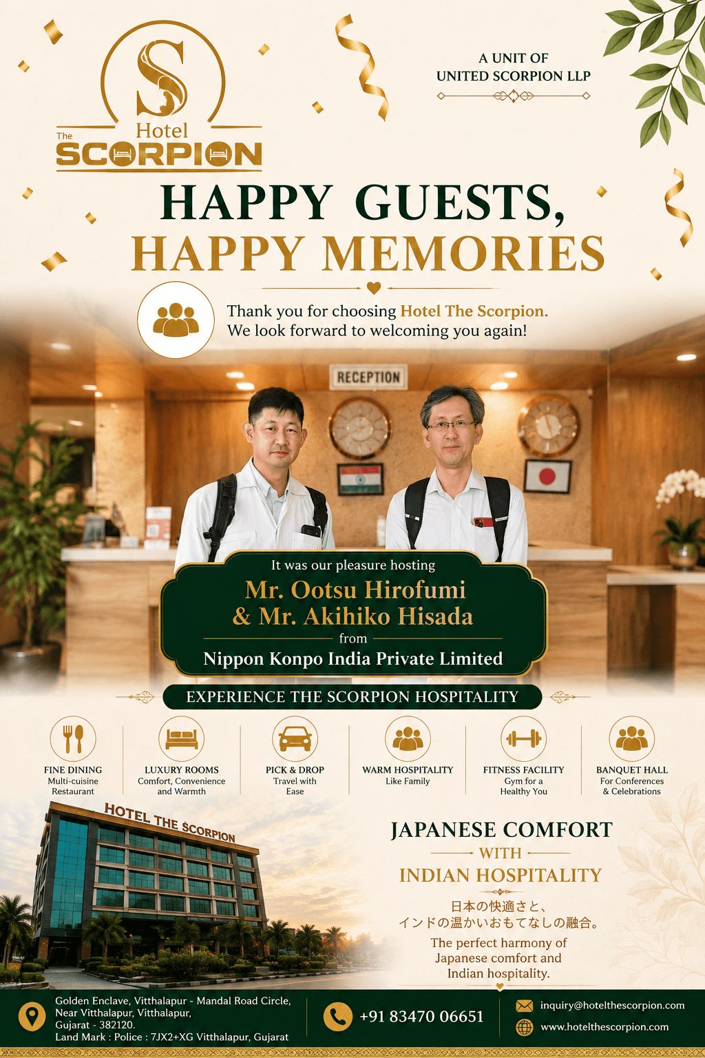 Guest testimonial from Hotel The Scorpion