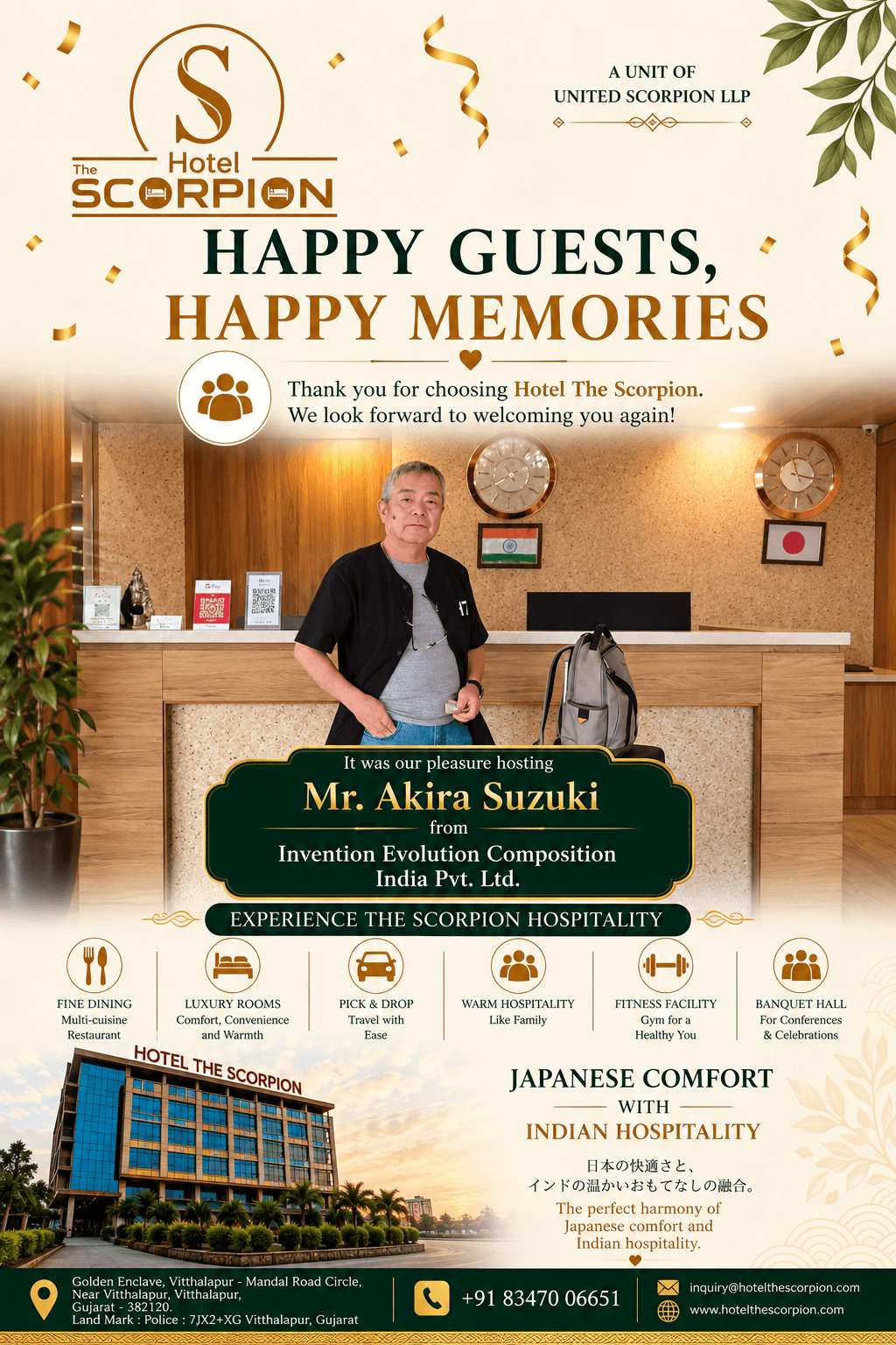 Guest testimonial from Hotel The Scorpion